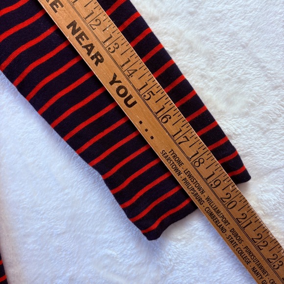J. Crew Knit Dress Red Navy Blue Striped Cotton Blend 3/4 Sleeve Casual - Picture 5 of 9